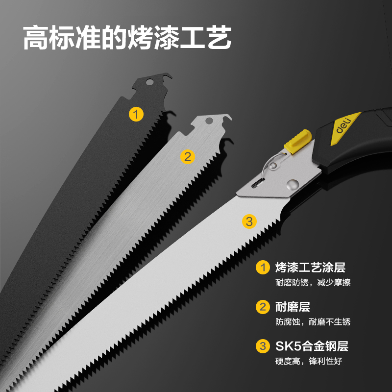 得力锐利型腰锯DL6130黑色直锯320mm 1把